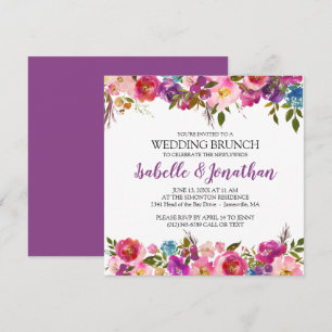 Purple Flowers SommerWedding Brunch Einladung
