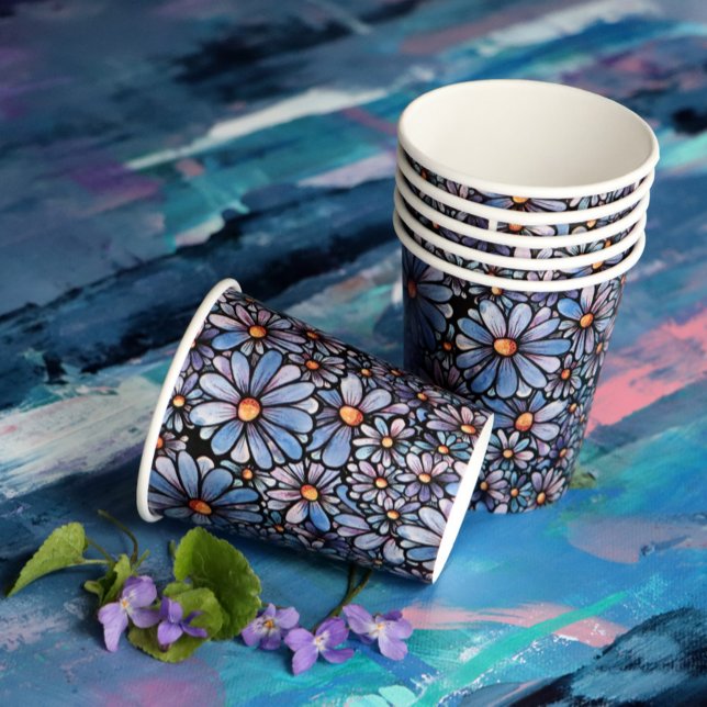 Purple Flowers Spring Daisies Garden Hütte Pappbecher (Von Creator hochgeladen)