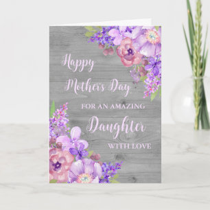 Purple Flowers Tochter Happy Mother Day Card Karte