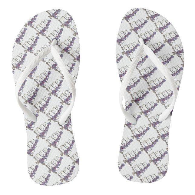 Purple Flowers Wedding Cake Bridesmaid Bride Flip Flops (Fußbett)
