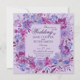 Purple flowers Wedding Invitation Einladung