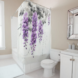Purple Flowers Wisteria Tree Duschvorhang