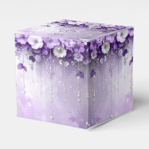 Purple Flowers with Dangling Pearls Favor Box