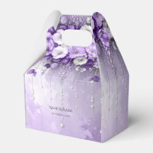 Purple Flowers with Dangling Pearls Favor Box