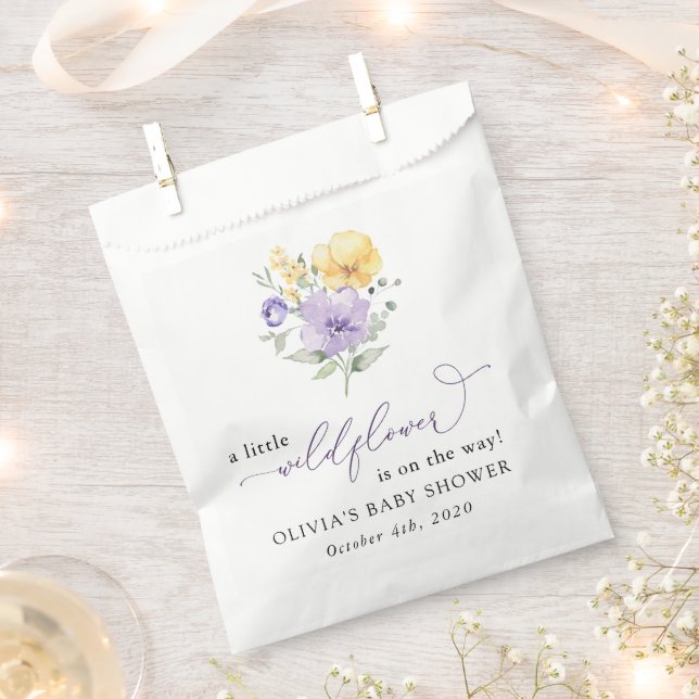 Purple Flowers, Yellow Flowers, Boho, Baby Shower Geschenktütchen (Ausgeschnitten)