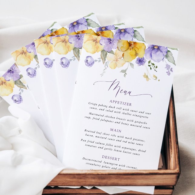 Purple Flowers, Yellow Flowers, Bridal Shower Menu (Von Creator hochgeladen)