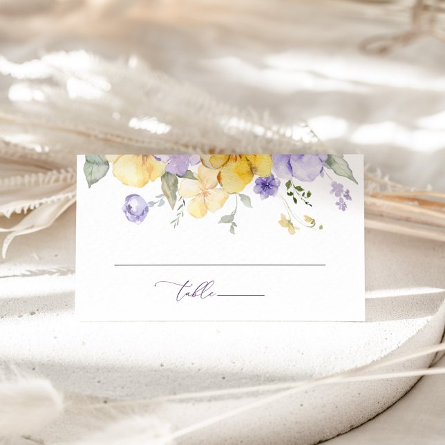 Purple Flowers, Yellow Flowers, Bridal Shower Platzkarte (Von Creator hochgeladen)