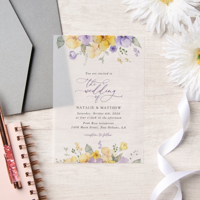 Purple Flowers, Yellow Flowers, Greenery, Wedding (Hochzeit)
