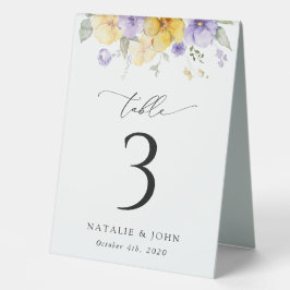 Purple Flowers, Yellow Flowers, Table Numbers Tischaufsteller