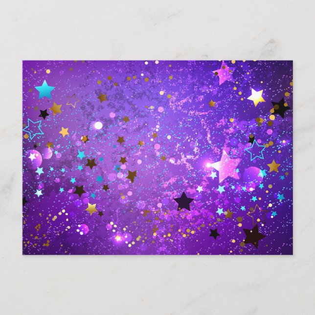 Purple foil background with Stars Begleitkarte (Vorderseite)