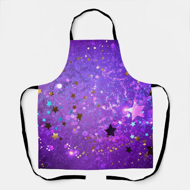 Purple foil background with Stars Schürze (Vorderseite)
