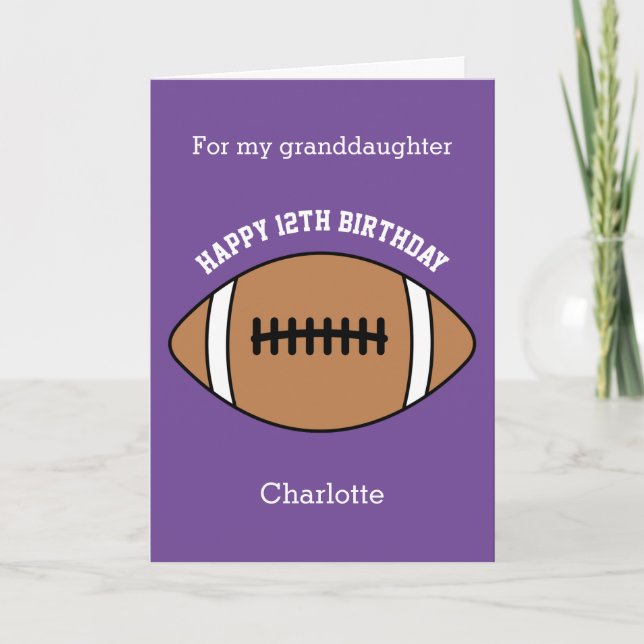 Purple Football Sport 12e Anniversaire Carte (Devant)