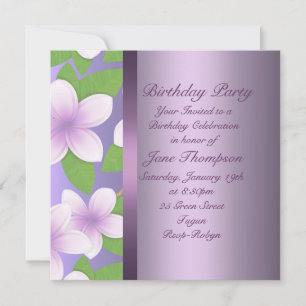 Purple Frangipani Invitation d'anniversaire