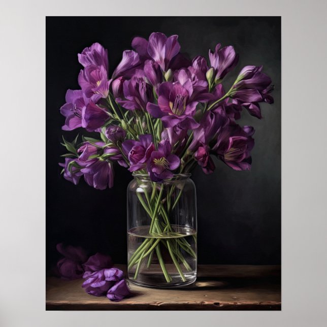 Purple Freesia Flowers Art Imprimer Poster (Devant)