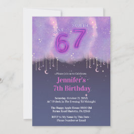 Purple Galaxy “I Was 6 Now I’m 7” Girl Birthday Einladung