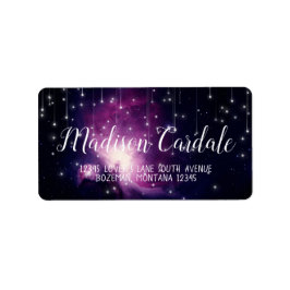 Purple Galaxy Stars Wedding Return Address Adressaufkleber