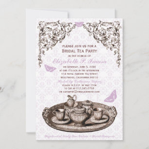 Purple Garden Bridal Tea Party Invitations