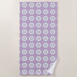 Purple geometric floral patterned  strandtuch