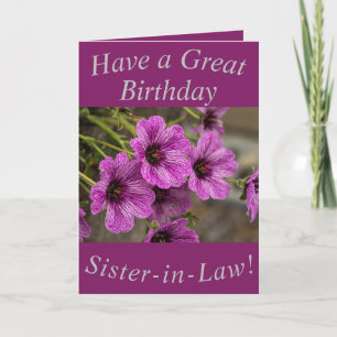Purple Geraniums Carte d'anniversaire pour belle-s