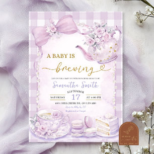 Purple Gingham Baby veranstaltet Babyparty Einladung