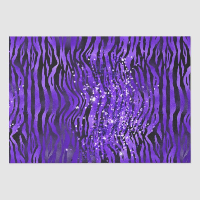 Purple Glam Zebra Stripes Glitter Sparkle Design Seidenpapier (Vorderseite)