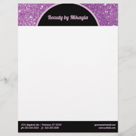 Purple Glitter Pink and Black Beauty Style Salon Briefbogen
