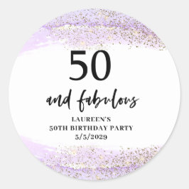 Purple Glitter Purple 50th Birthday Party Runder Aufkleber