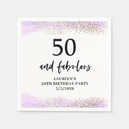 Purple Glitter Purple 50th Birthday Party Serviette
