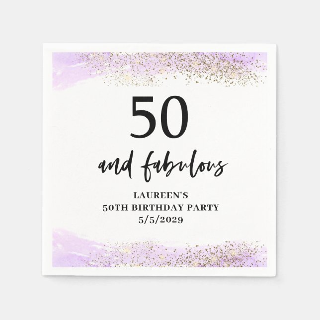 Purple Glitter Purple 50th Birthday Party  Serviette (Vorderseite)