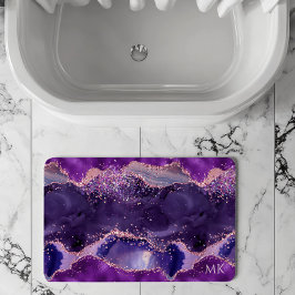 Purple Glittery Agate Texture Badematte