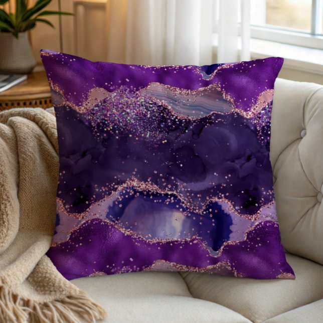 Purple Glittery Agate Texture Kissen (Von Creator hochgeladen)
