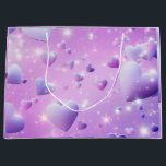 Purple Glow Heart Gift Bag Große Geschenktüte<br><div class="desc">Purple Glow Heart Gift Bag Make every gift extra special with this Purple Glow Heart gift bag. Featuring floating lavender and purple hearts on a soft pastel glow, it adds a dreamy, whimsical touch to any present. Available in four sizes and in either glossy or matte finishes, it’s perfect for...</div>