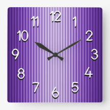 Purple Glow Stripes Square Wall Clock