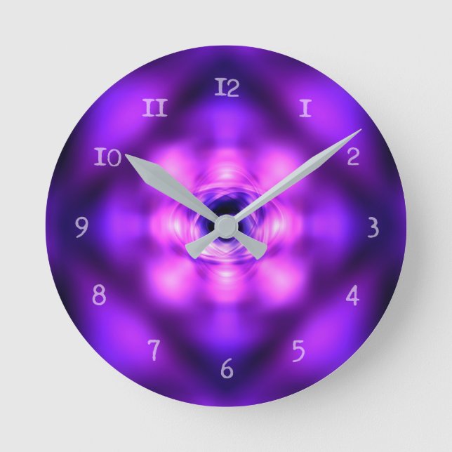 Purple glowing atom runde wanduhr (Vorderseite)