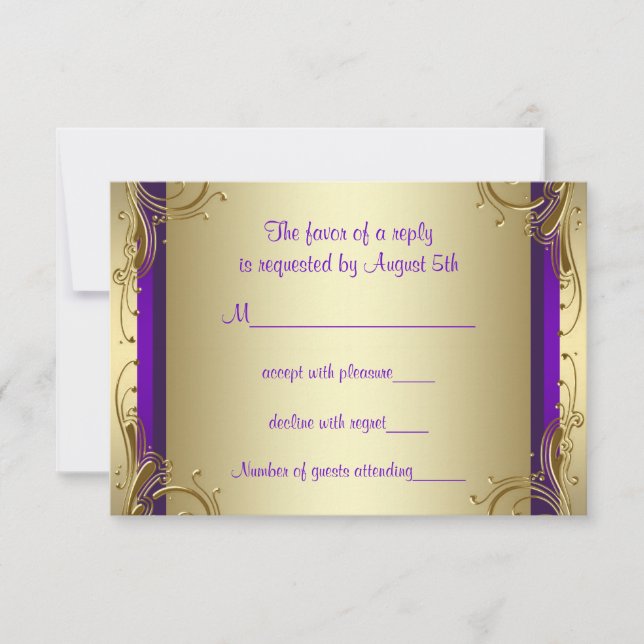 Purple Gold 50ème Mariage Anniversaire Parti RSVP (Devant)