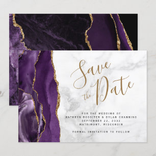 Purple Gold Agate Gris Marbre Enregistrer la carte