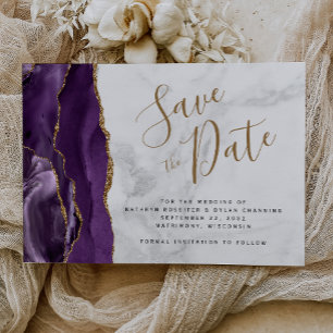 Purple Gold Agate Gris Marbre Enregistrer la carte