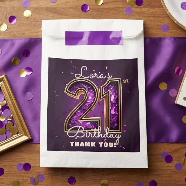 Purple Gold Amethyst Glam 21st Birthday Party Geschenktütchen (Von Creator hochgeladen)