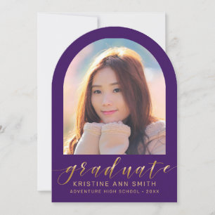 Purple Gold Arch 2 Faire-part de graduation photo