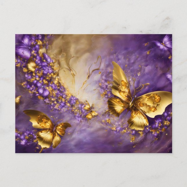 Purple & Gold Butterfly # 18 Postkarte (Vorderseite)