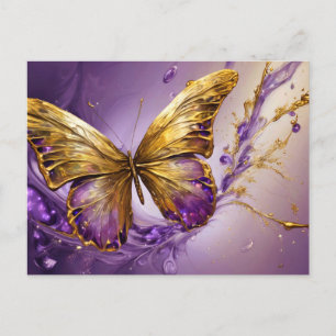 Purple & Gold Butterfly # 19 Postkarte
