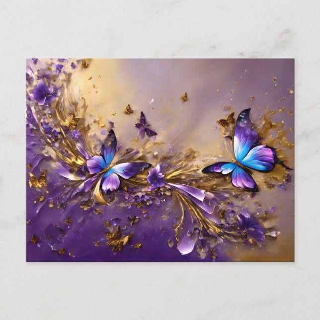 Purple & Gold Butterfly # 21 Postkarte (Vorderseite)