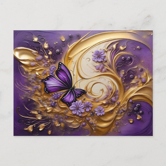 Purple & Gold Butterfly # 5 Postkarte (Vorderseite)