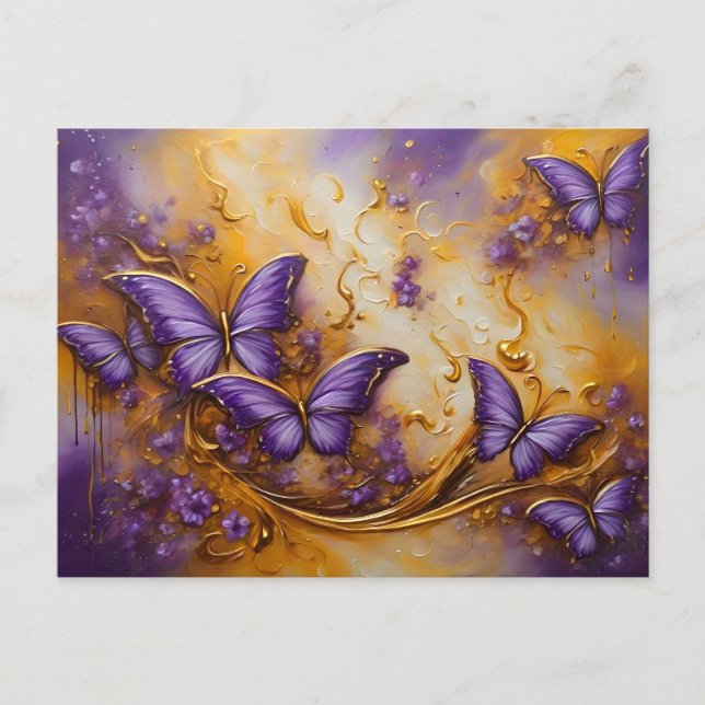 Purple & Gold Butterfly # 6 Postkarte (Vorderseite)
