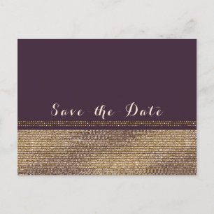 Purple Gold Chic Funkelnde Glamour Save-the-Date-K Ankündigungspostkarte