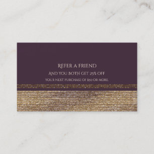 Purple Gold Chic Funkelnder Glam Freund werben Empfehlungskarte