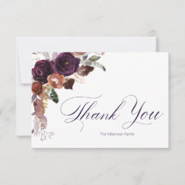Purple Gold Floral Personnalisé Merci Notes