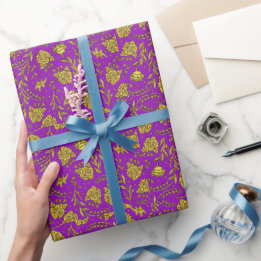 Purple & Gold Floral Wrapping Paper Geschenkpapier