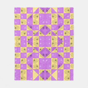 Purple gold Flower seamless Checkerboard pattern Fleecedecke