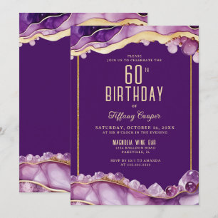 Purple Gold Gemstone 60e Invitation anniversaire